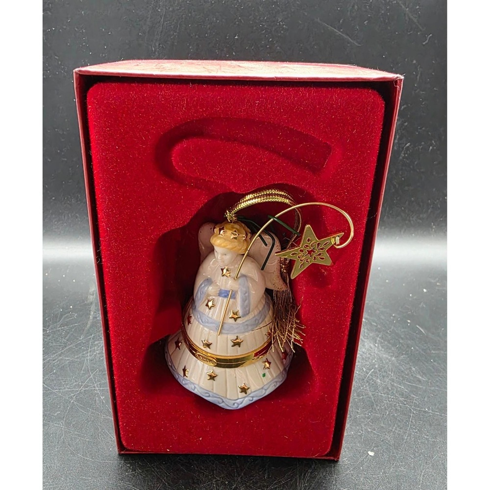 Lenox China Treasures Angel Hinged Trinket Box Ornament Porcelain Gold Stars